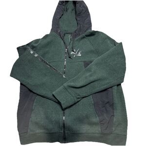 American Eagle Outfitters Men's Large Green Black Full Zip Hybrid Hoodie Jacket